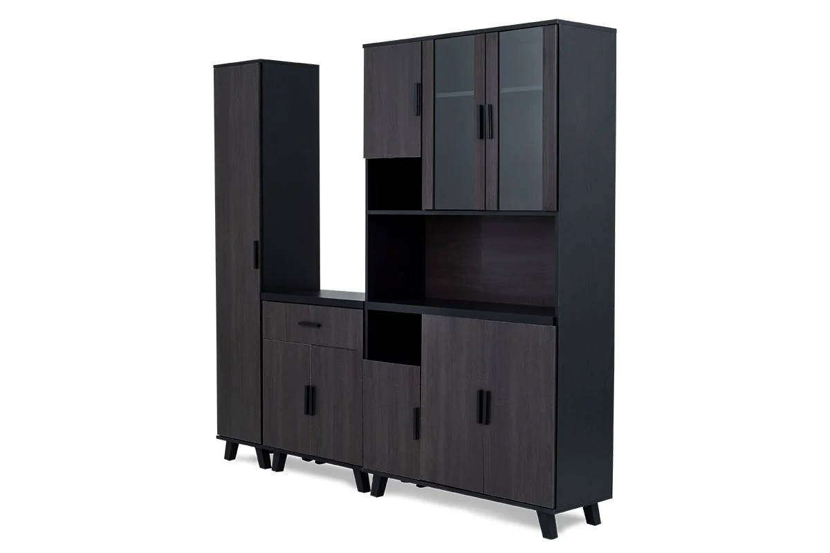 3 Piece Kitchen Cabinet Unit Storage System Grey Finish