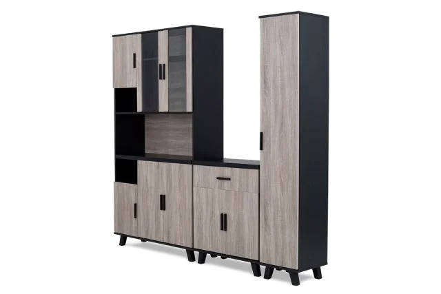 3 Piece Kitchen Cabinet Unit Storage System Napa Finish