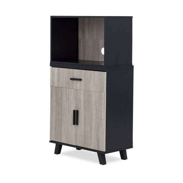 Microwave Storage Cabinet Modern Kitchen Unit Napa Finish Black Handles