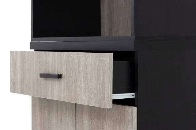 Microwave Storage Cabinet Modern Kitchen Unit Napa Finish Black Handles