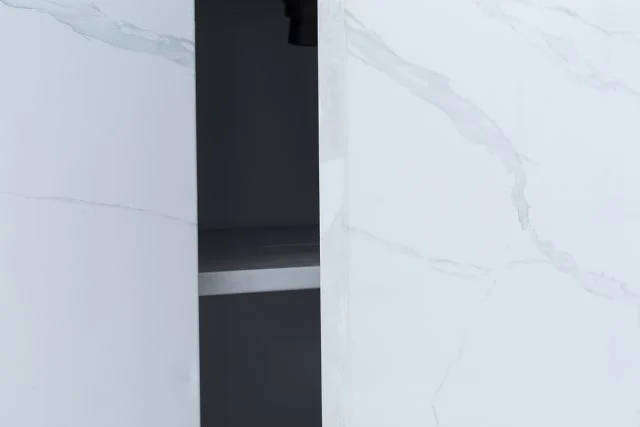 Steel Kitchen Sink Cabinet Unit White Marble Finish Three Door