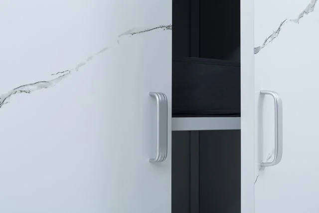 Steel Kitchen Sink Cabinet Unit White Marble Finish Three Door