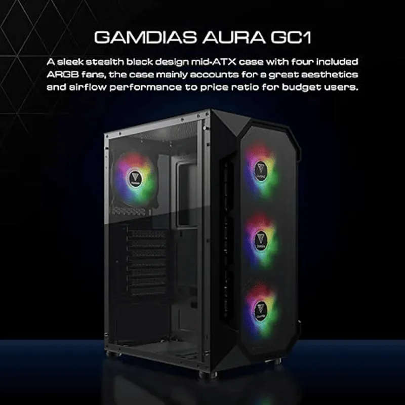 Mid-Tower PC Case with 4 ARGB Fans  AURA GC1 Elite