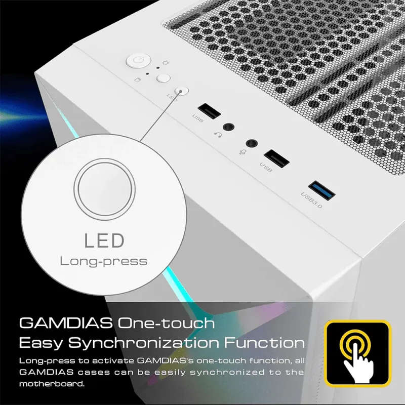 ARGUS E4 Elite Tempered Glass Mid-Tower Gaming Case - White