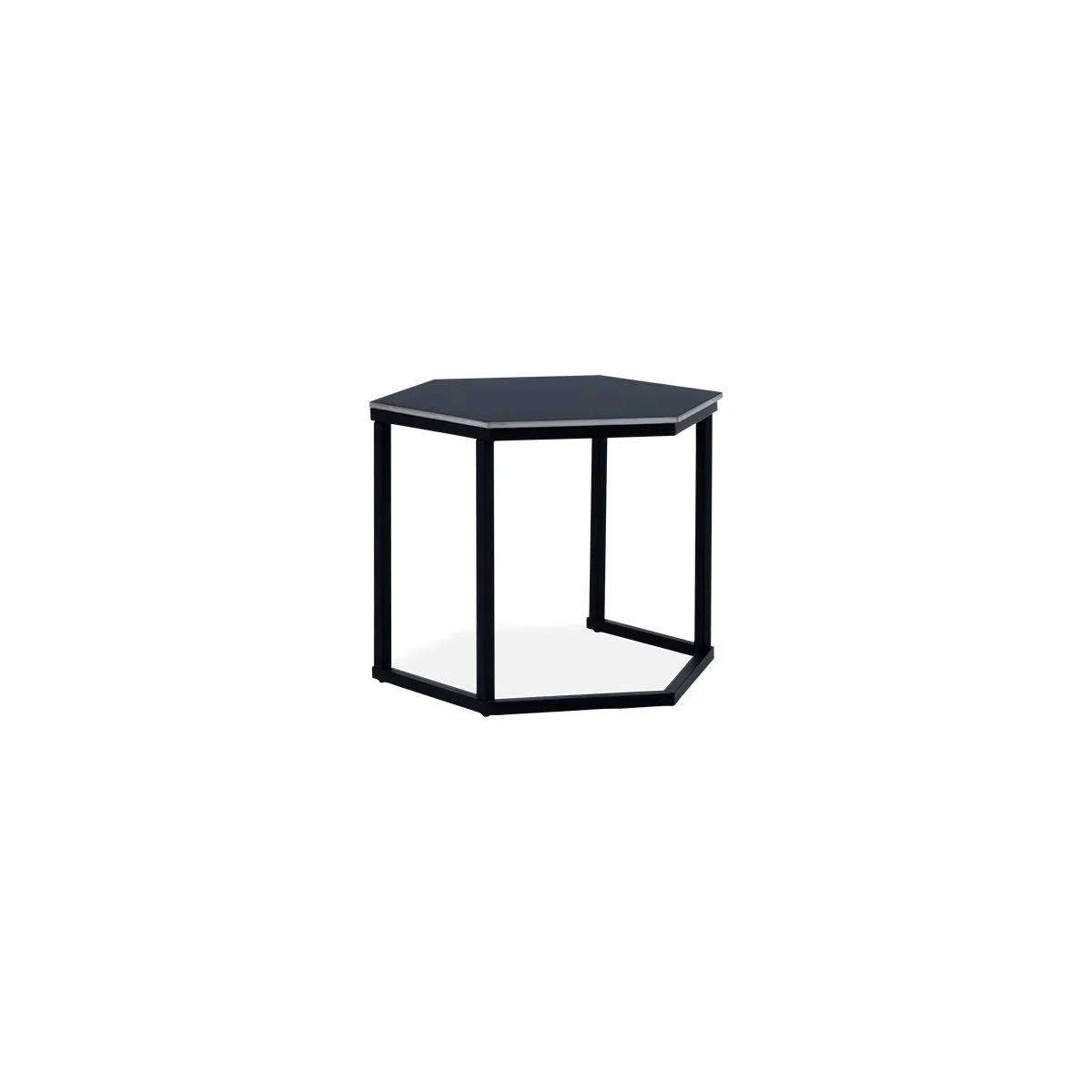 Modern 3-Piece Coffee Table Set Black Marble-Look Hexagonal Tables