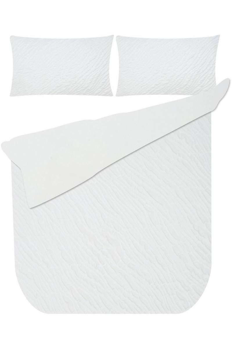 6 PIECE EMBOSSED GENTLE TOUCH DUVET COVER SET White KING