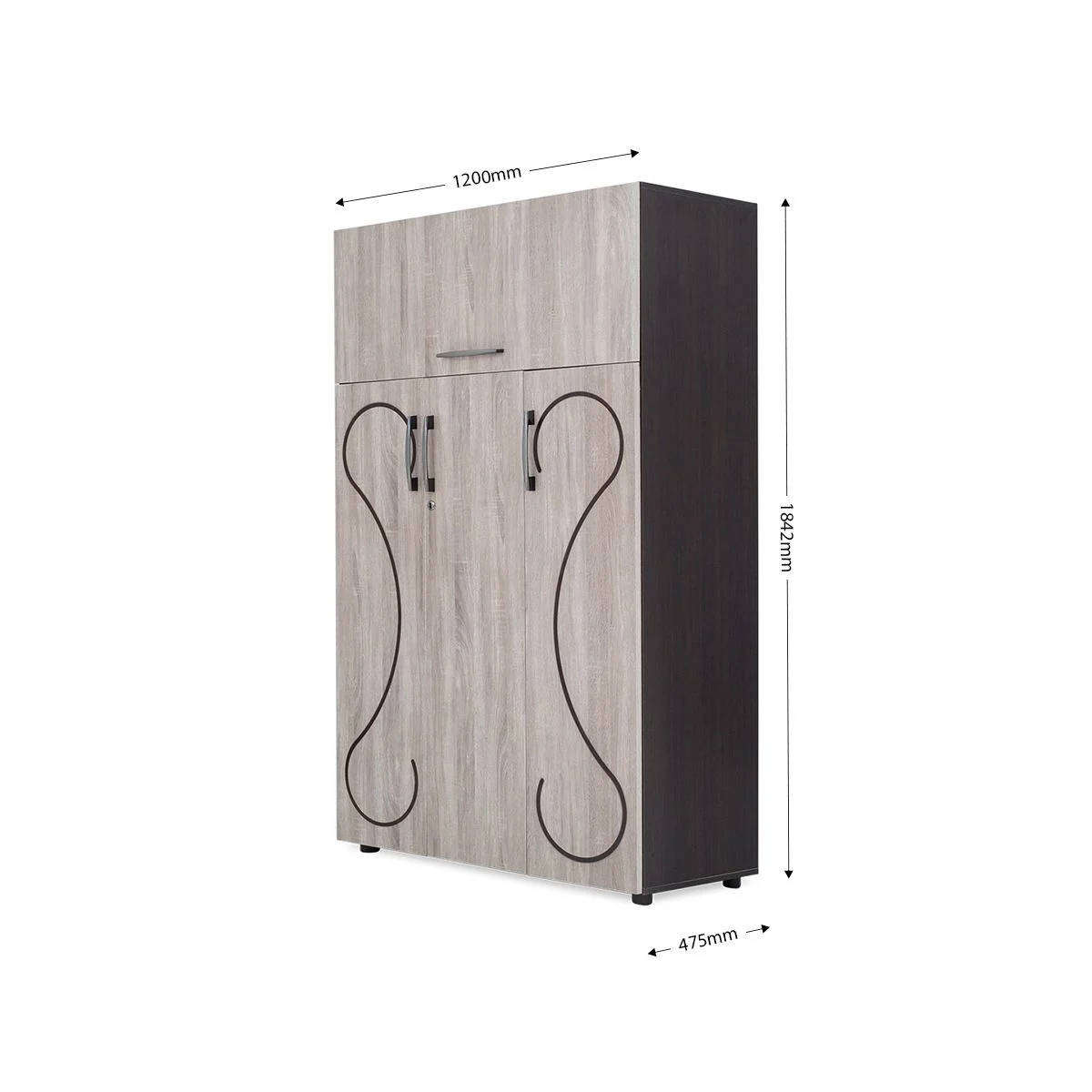3 Door Wardrobe with Storage Flap  Napa