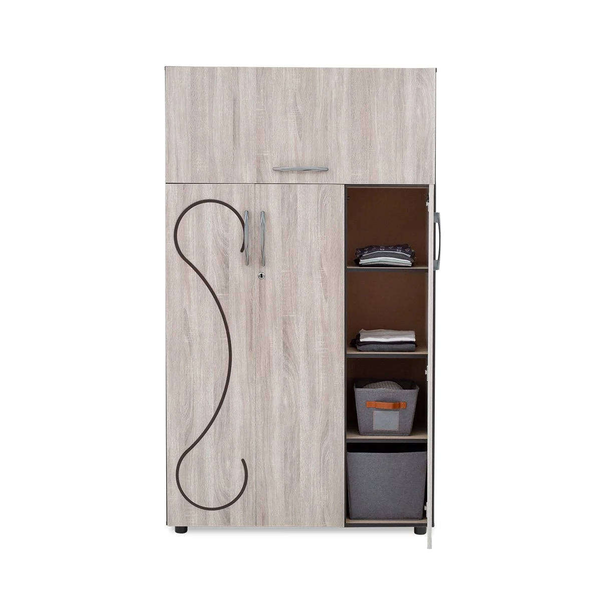 3 Door Wardrobe with Storage Flap  Napa