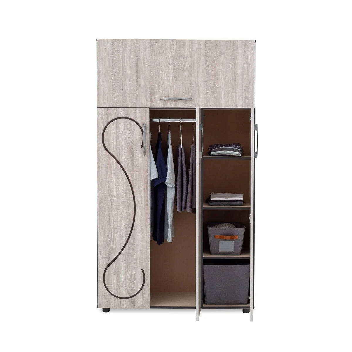 3 Door Wardrobe with Storage Flap  Napa