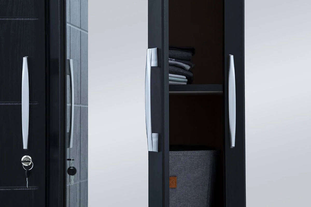 Twin Wardrobe with Mirrors  Black