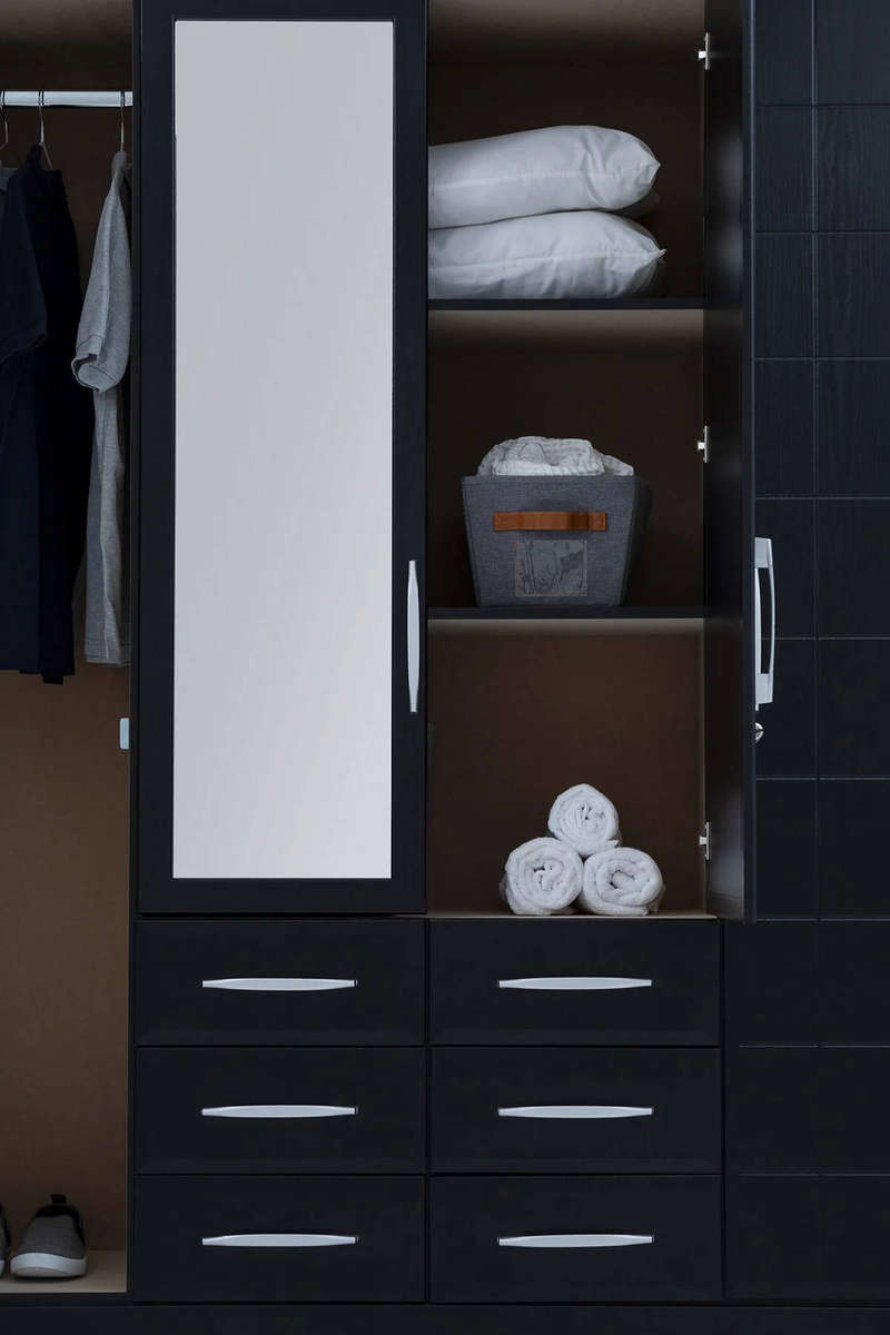 Twin Wardrobe with Mirrors  Black
