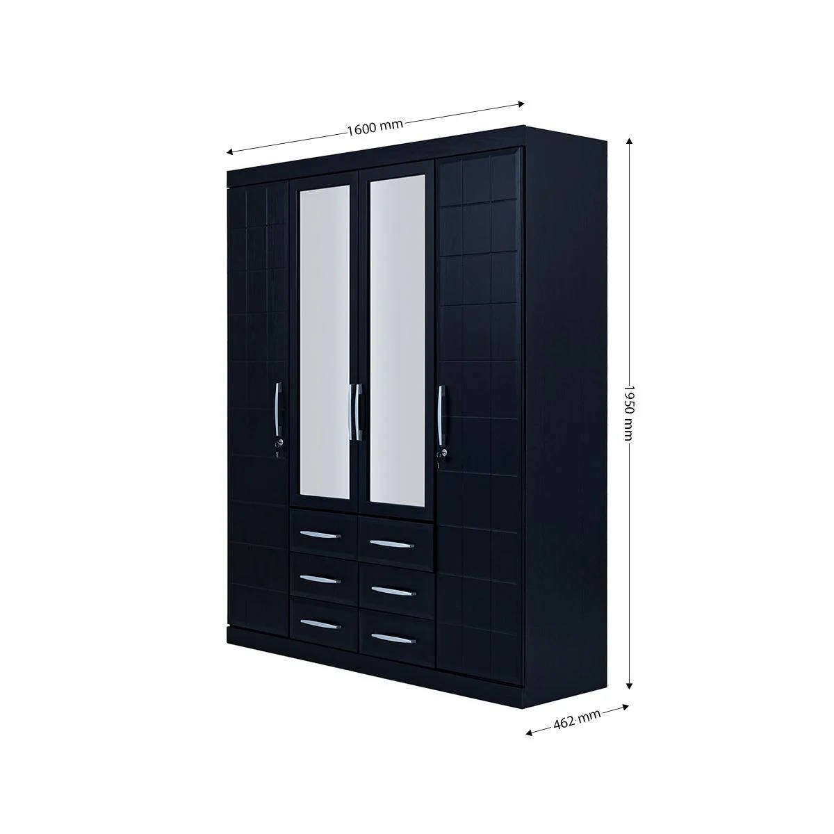 Twin Wardrobe with Mirrors  Black