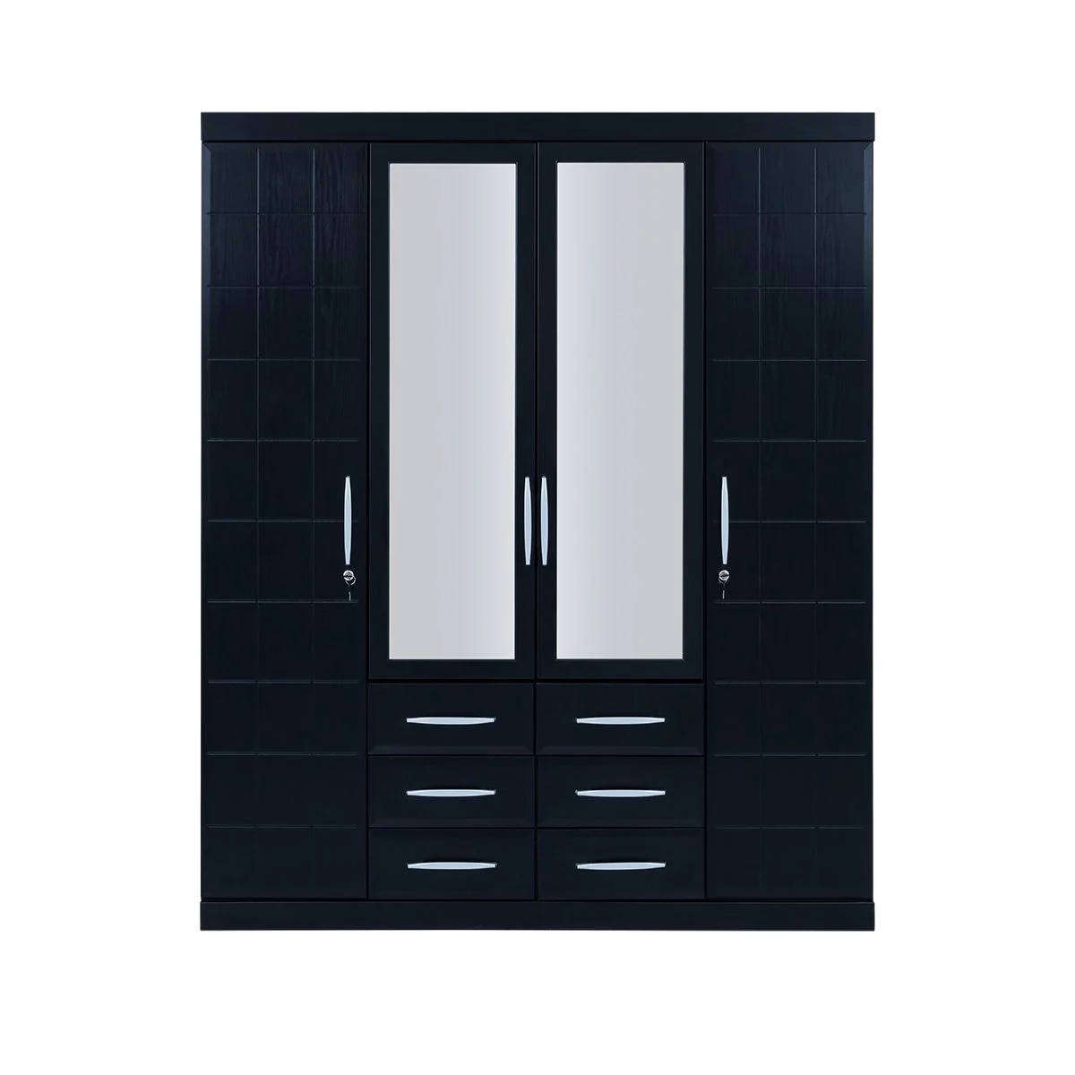 Twin Wardrobe with Mirrors  Black