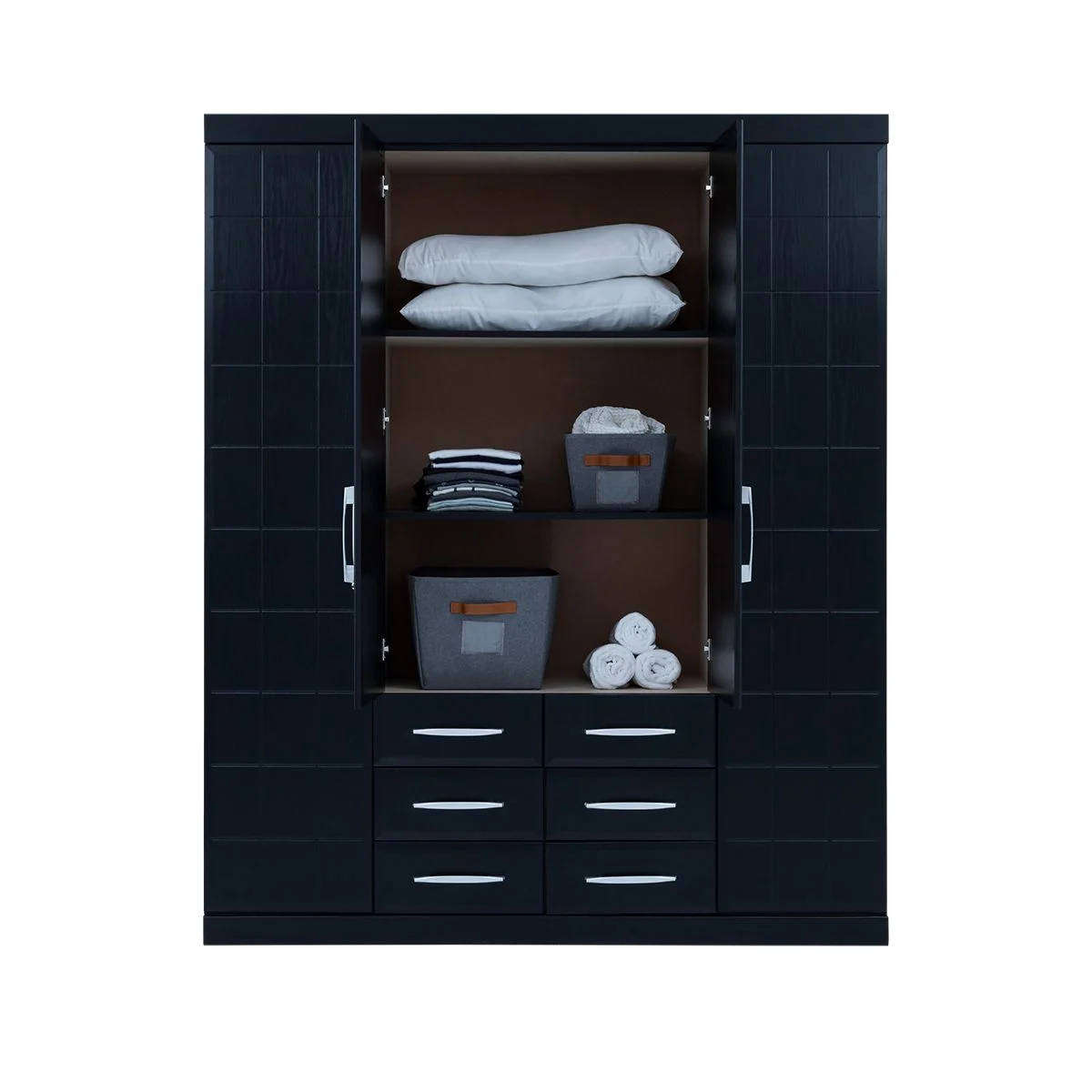 Twin Wardrobe with Mirrors  Black