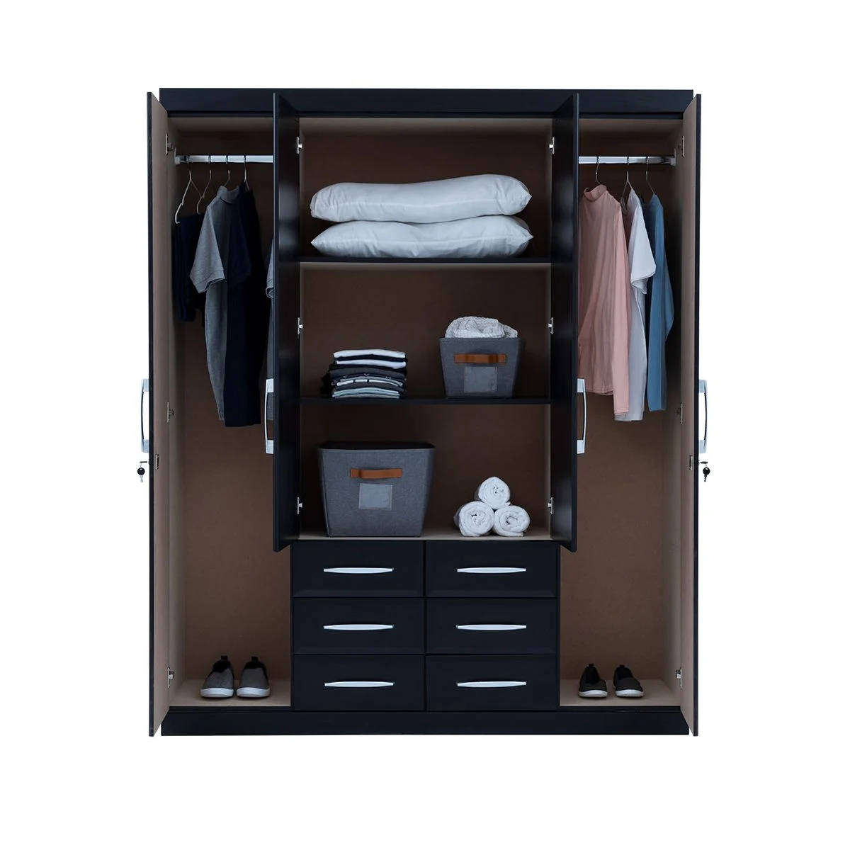Twin Wardrobe with Mirrors  Black