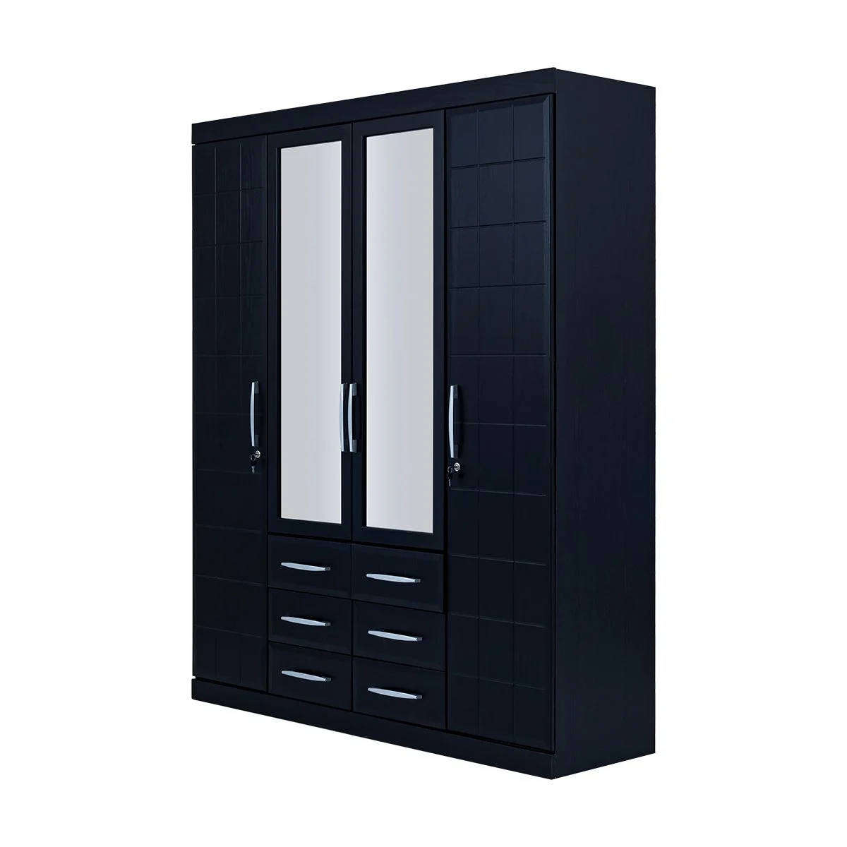 Twin Wardrobe with Mirrors  Black