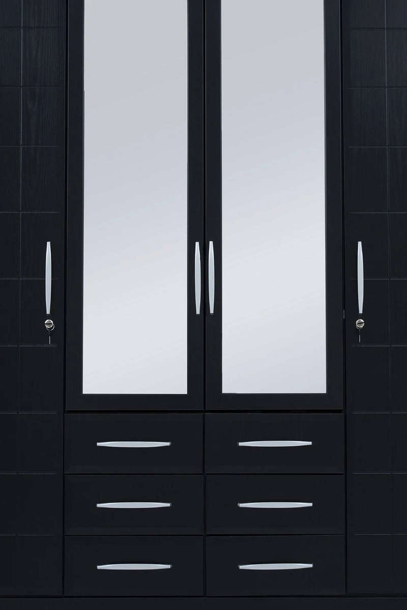 Twin Wardrobe with Mirrors  Black