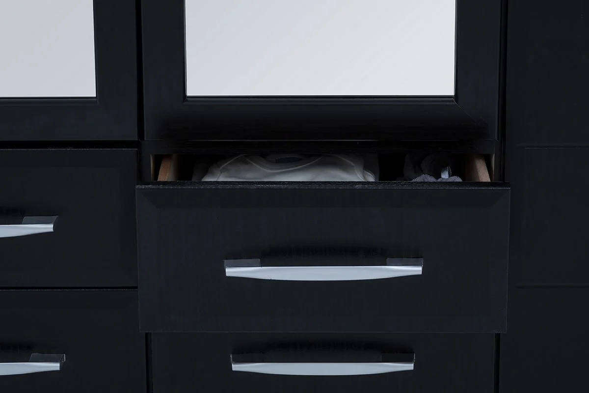 Twin Wardrobe with Mirrors  Black