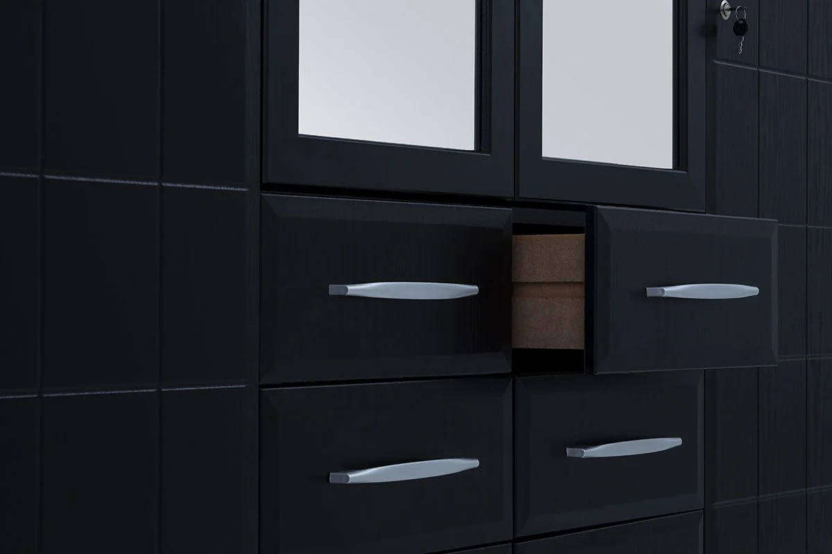Twin Wardrobe with Mirrors  Black