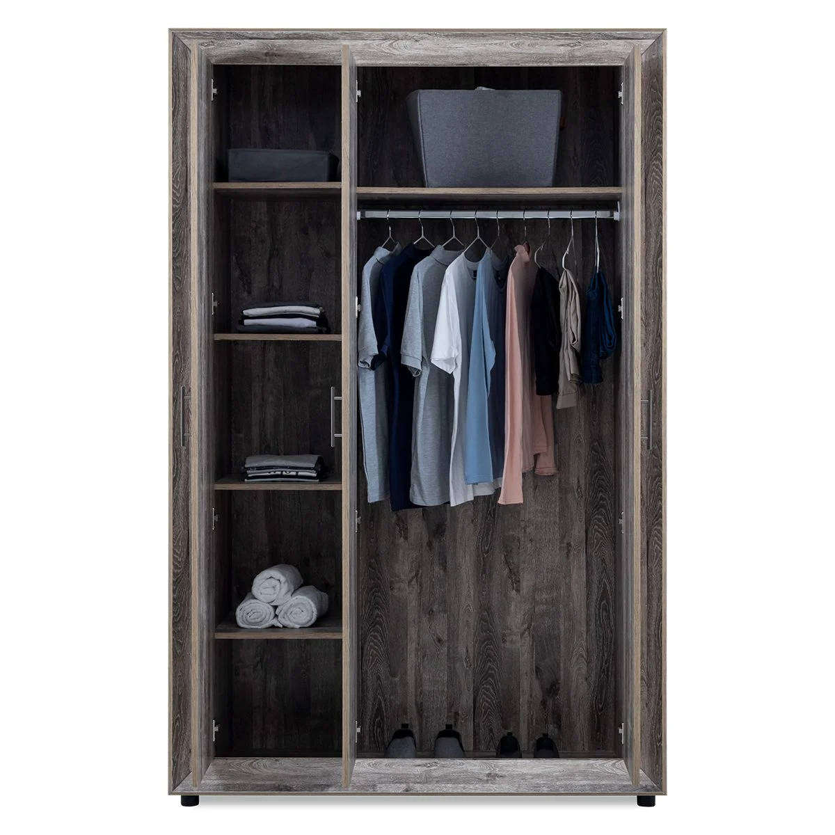 3 Door Bevel Wardrobe  Oak