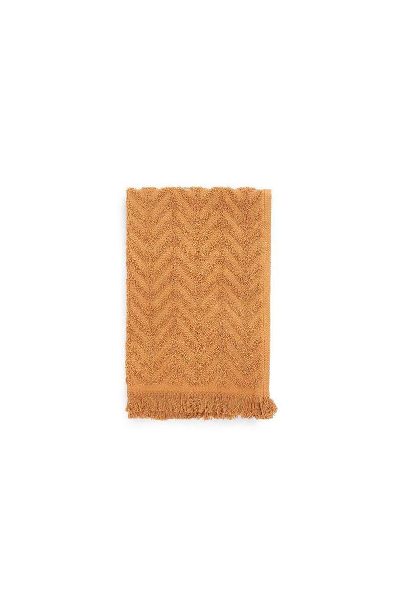 Textured Fringe Guest Towel  4-Pack (Burnt Caramel)