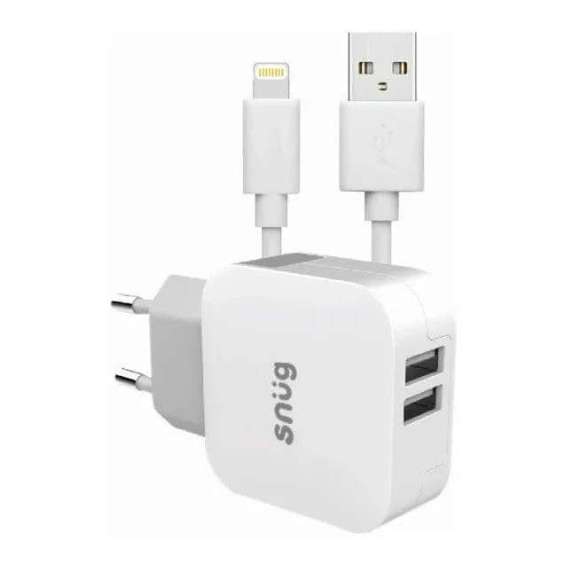 Snug 2 Port 42w PD Charger+Mfi Type C Cable - White