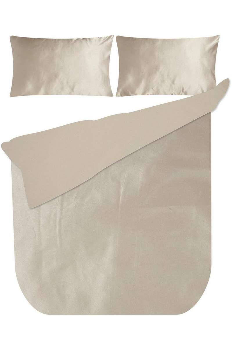 Plain Satin Polyester Duvet Cover Taupe Double