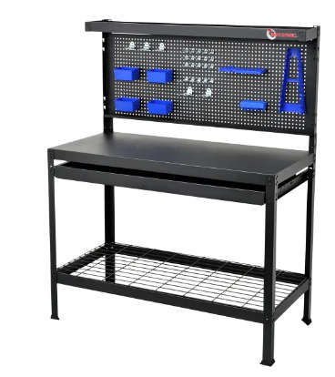 MAC AFRIC Folding Steel Work Table with 1-Drawer & Bottom Wire Shelf