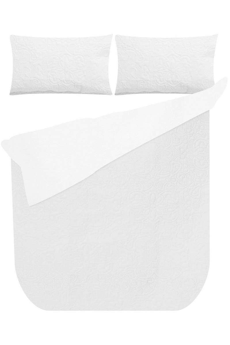 Classic Quilted Polyester Duvet Cover Set, King, White