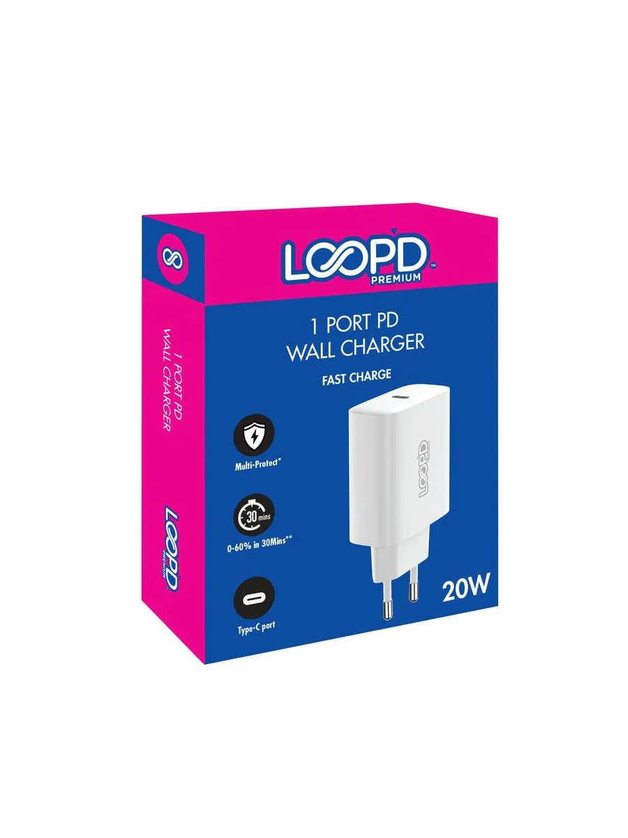 Loopd 1 Port 20W PD Charger-White