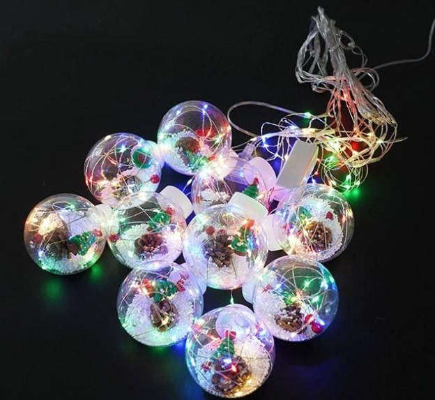 Christmas Curtain Light with 10 Ornamental Balls  3M RGB