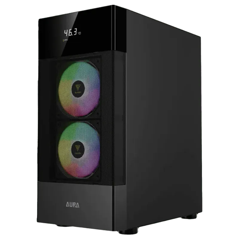 Mid-Tower PC Case with Digital Display & RGB Fans  Aura GC5