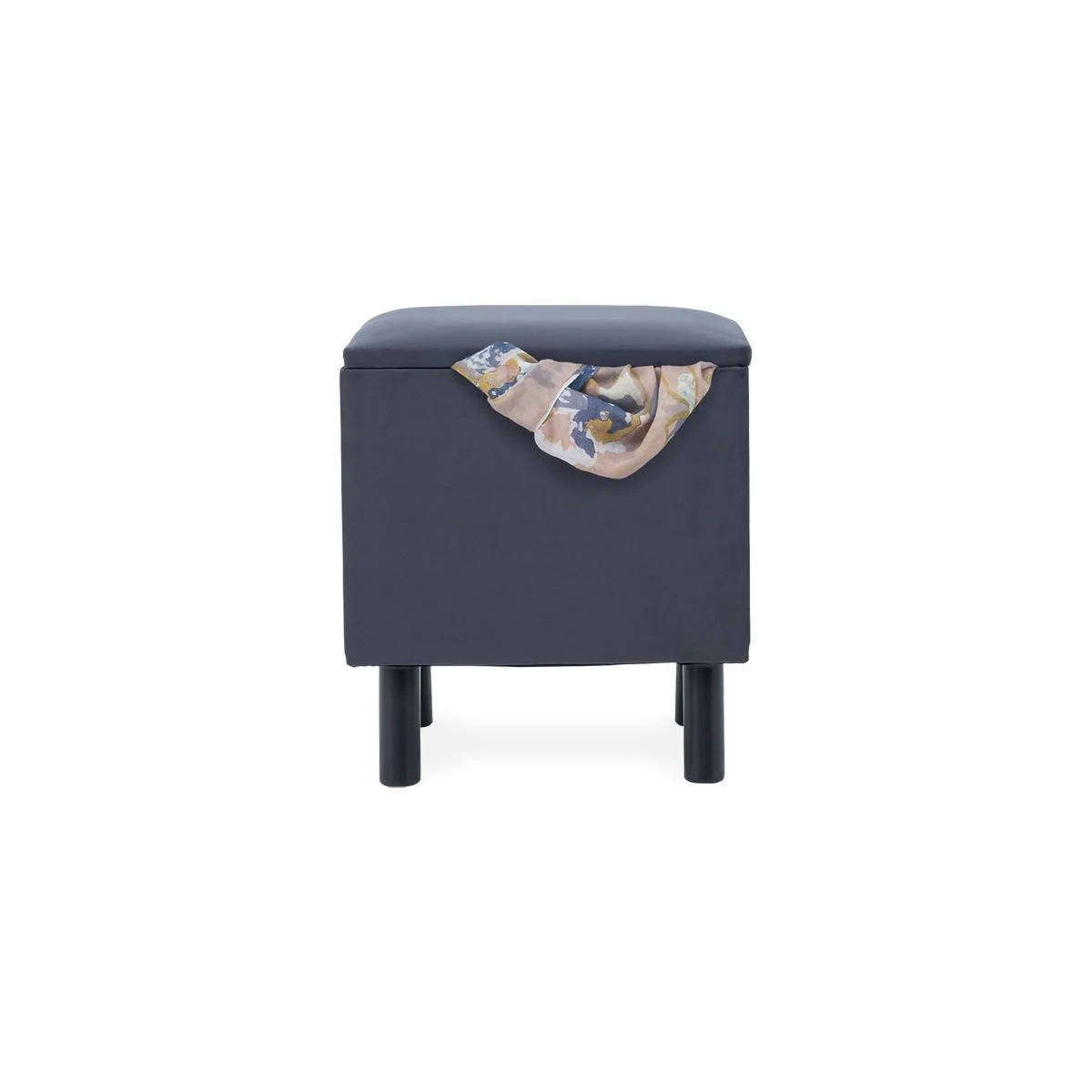 Square Storage Ottoman  Grey Velvet