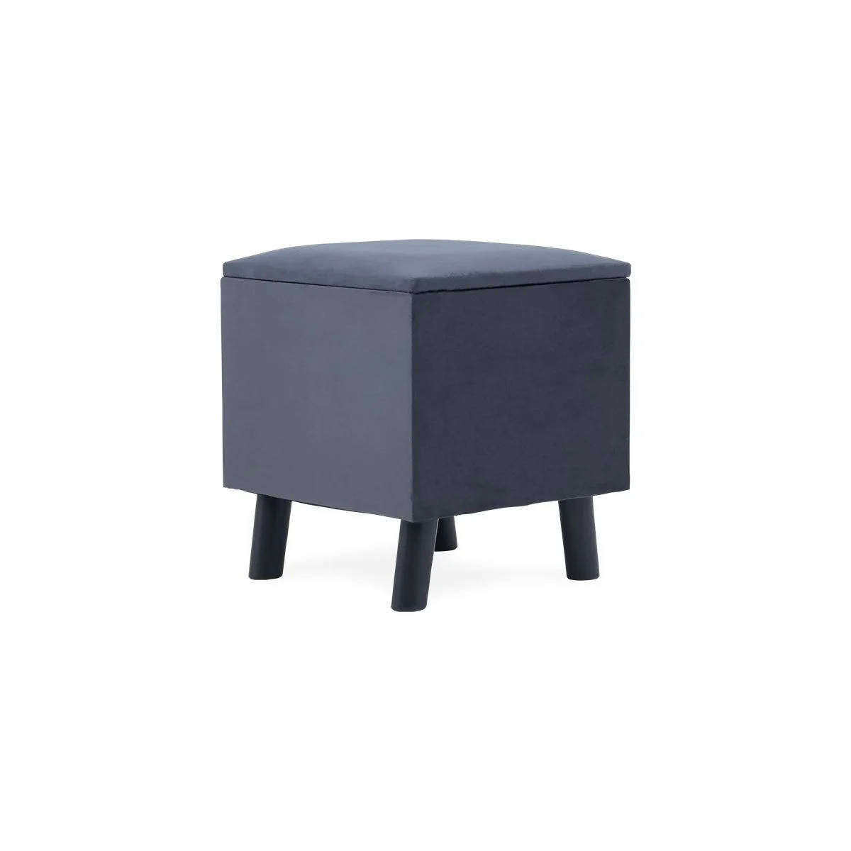 Square Storage Ottoman  Grey Velvet
