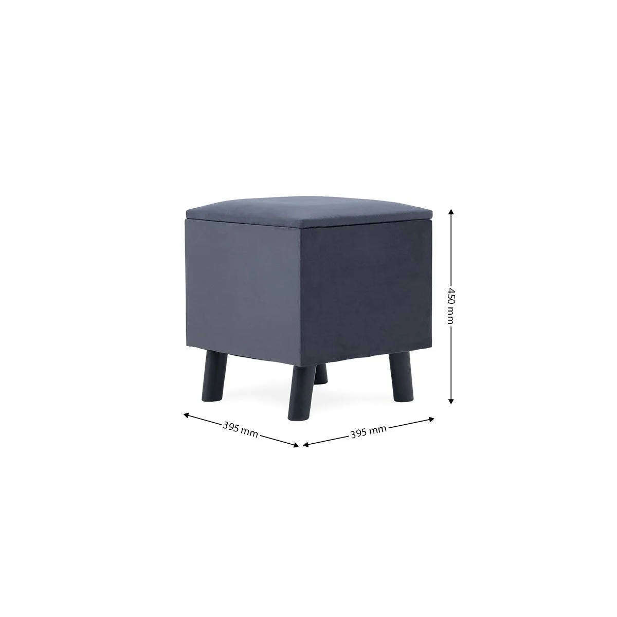 Square Storage Ottoman  Grey Velvet