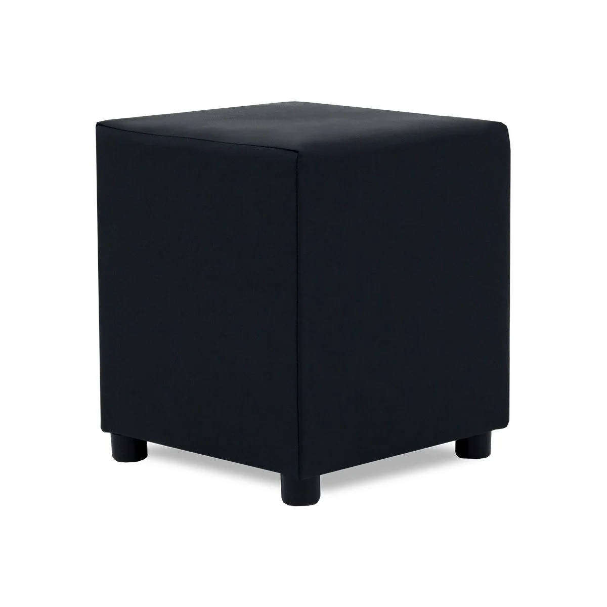 Leather-Touch Ottoman  Black