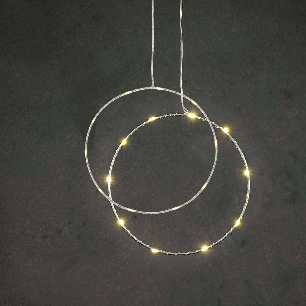 Christmas Hanging Circle  Silver with 10 Warm White LEDs