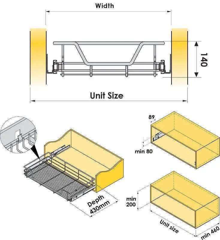 Pull Out Basket Chrome 600 Unit