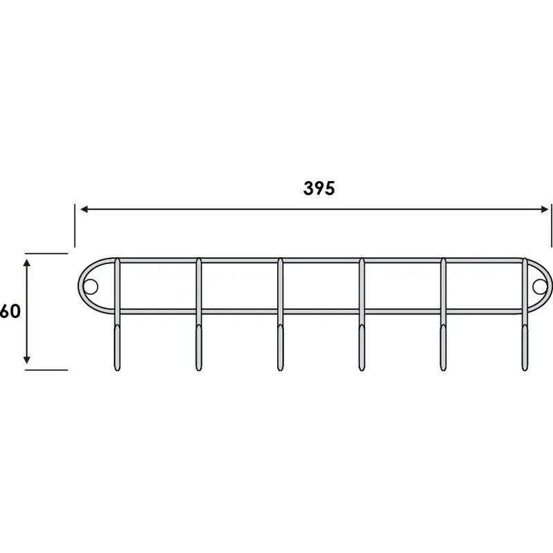 6 Hook Utility Rack, Stainless Steel