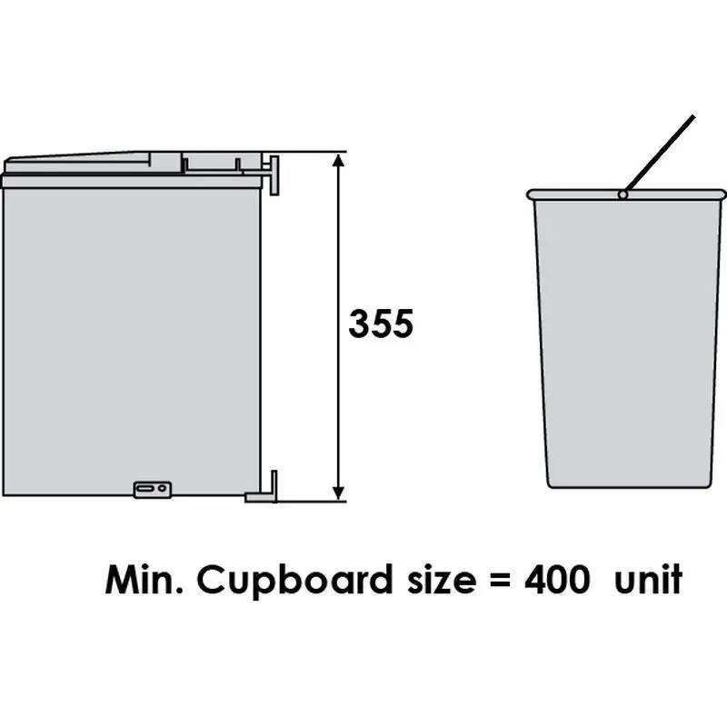 Door Mounted Bin Stainless Steel 14 Litre