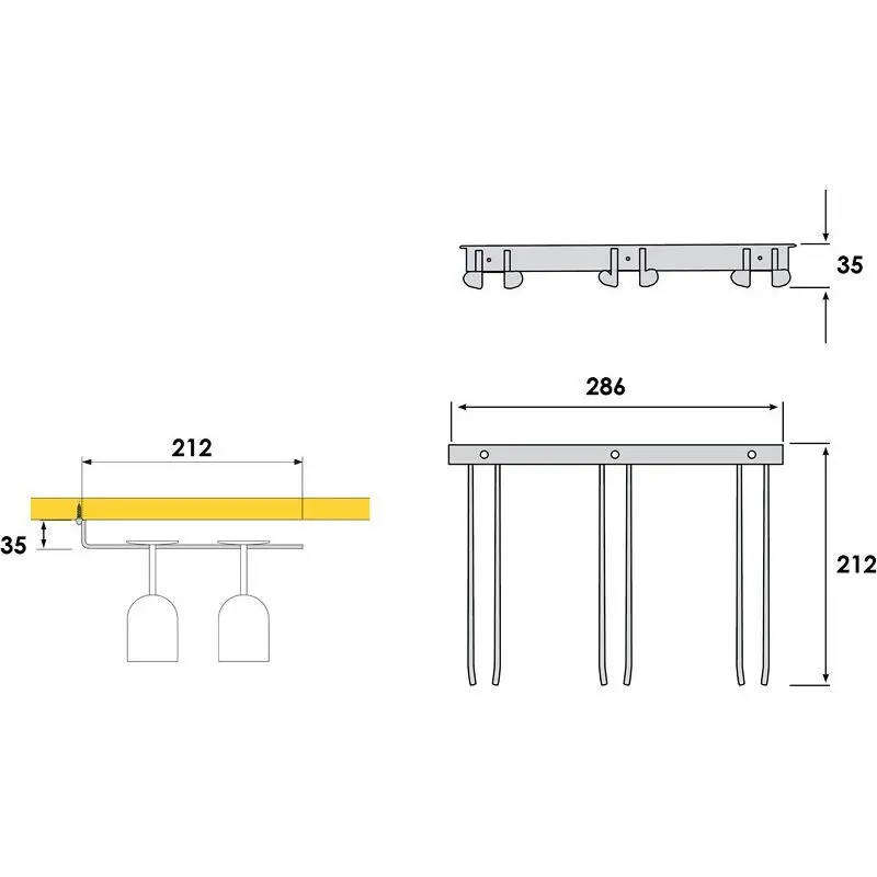 3-Row Chrome Plated Wine Glass Holder 286mm x 212mm x 35mm