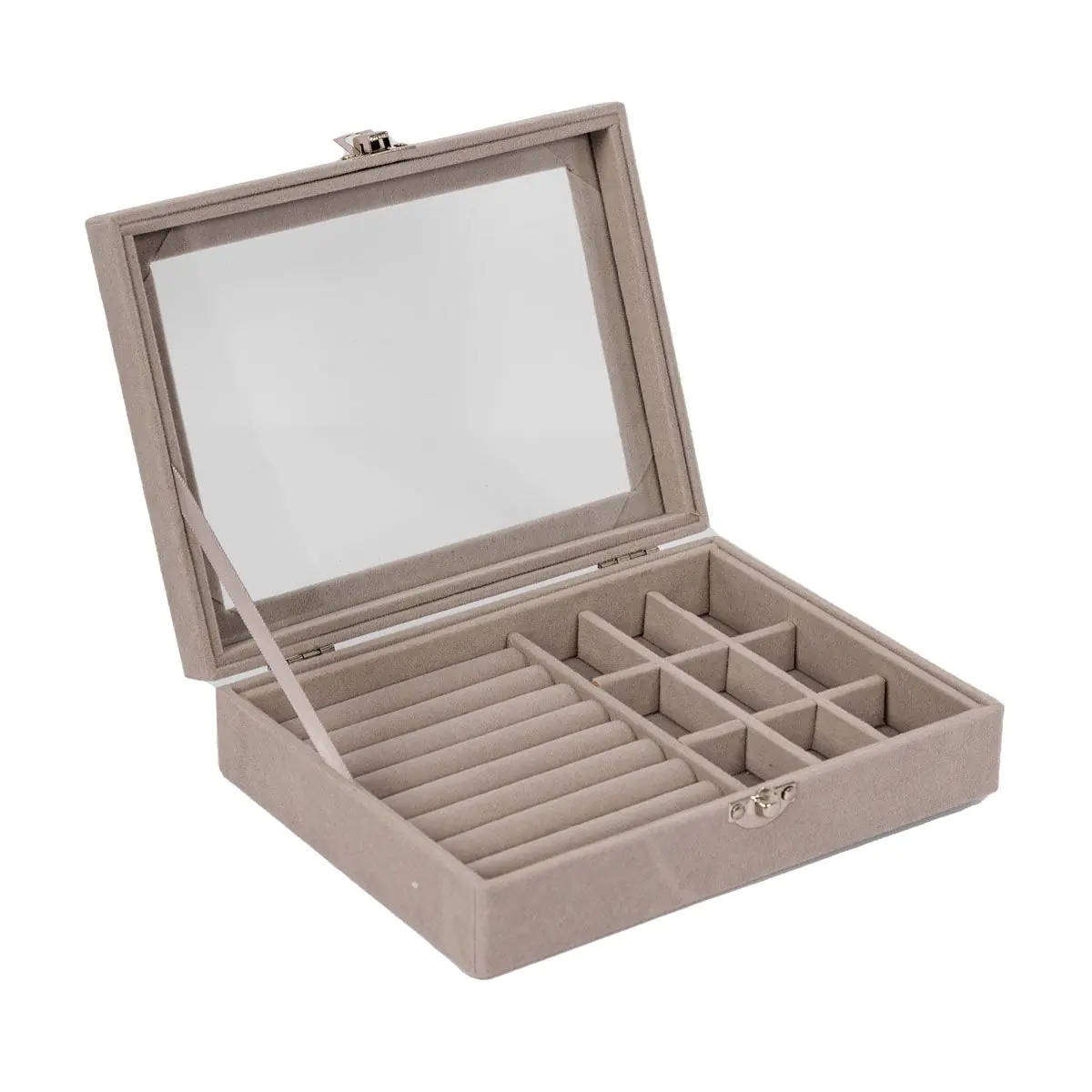 Jewellery Display Organiser with Clear Lid and Velvet Base