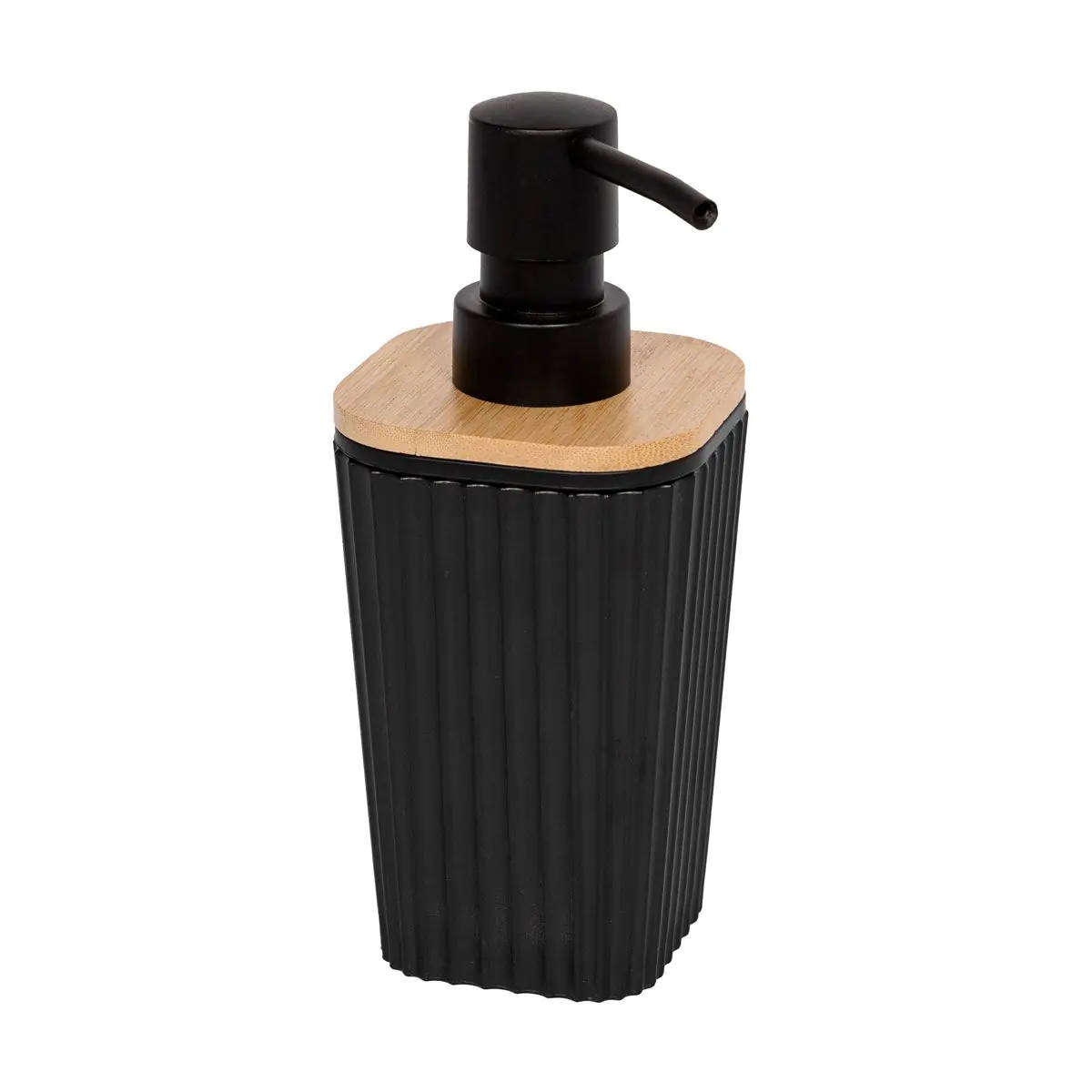 Soap Dispenser, Black with Bamboo Lid