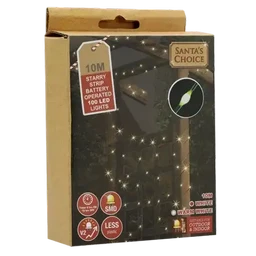 Santa's Choice Battery-Operated Starry Strip LED Lights  100 LEDs, 10m