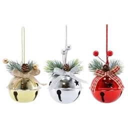 Christmas Bell with Pinecone and Bow Tree Decoration
