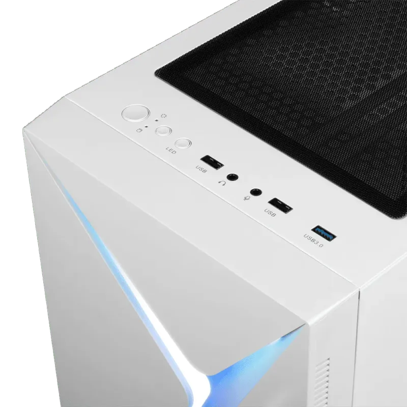 ARGUS E4 Elite Tempered Glass Mid-Tower Gaming Case - White