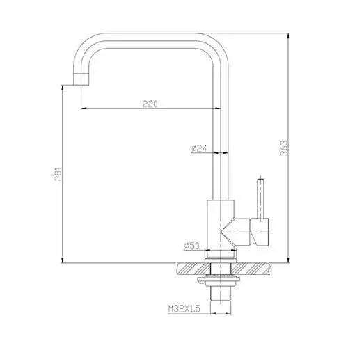Saturn Cube Swivel Sink Mixer (Satin Finish)