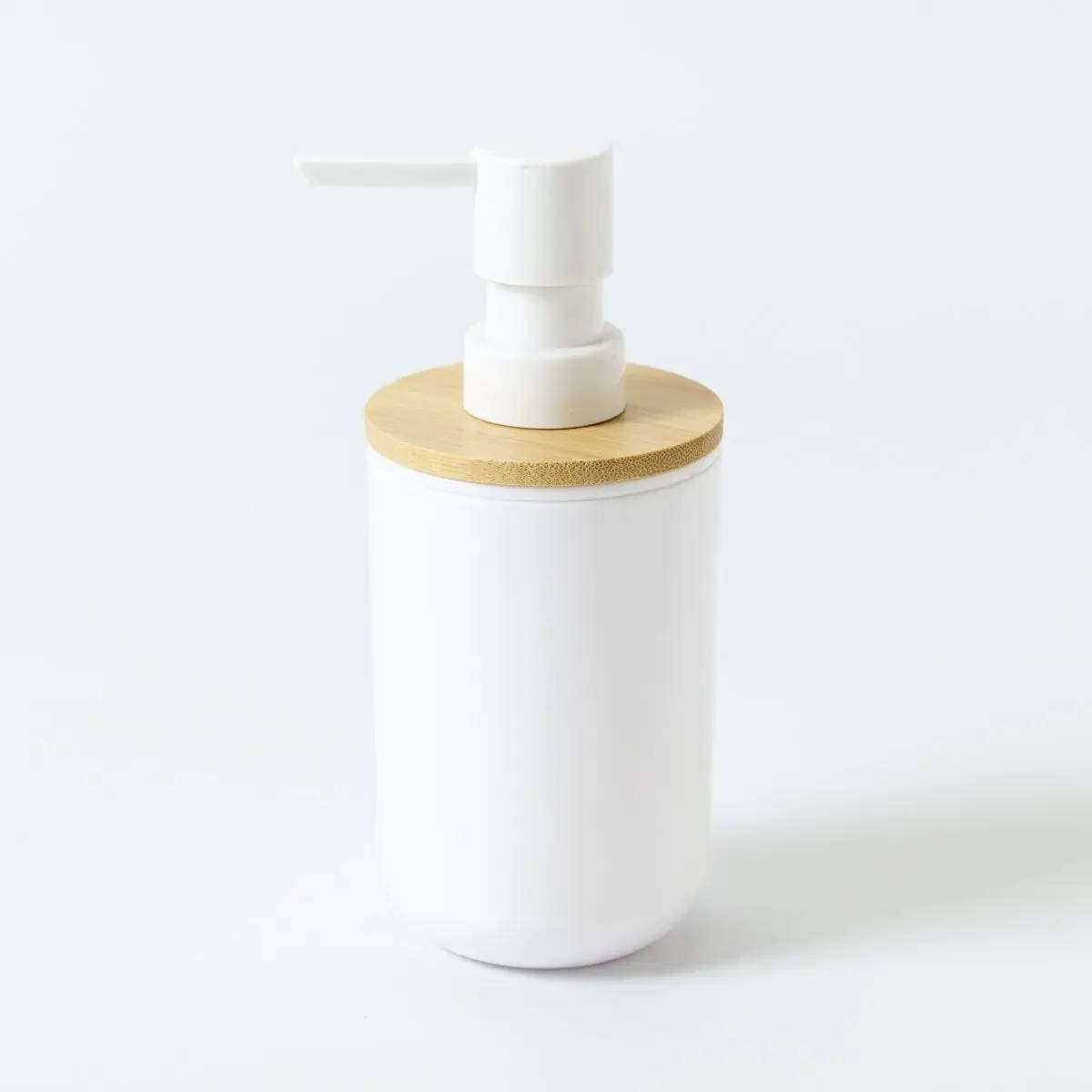 White Soap Dispenser with Bamboo Lid