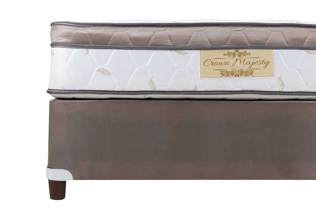 Queen Pillow Top Mattress and Bed Set  Brown & White