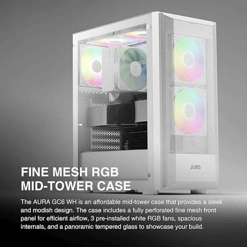 White Gaming Case with RGB  AURA-GC6-WH